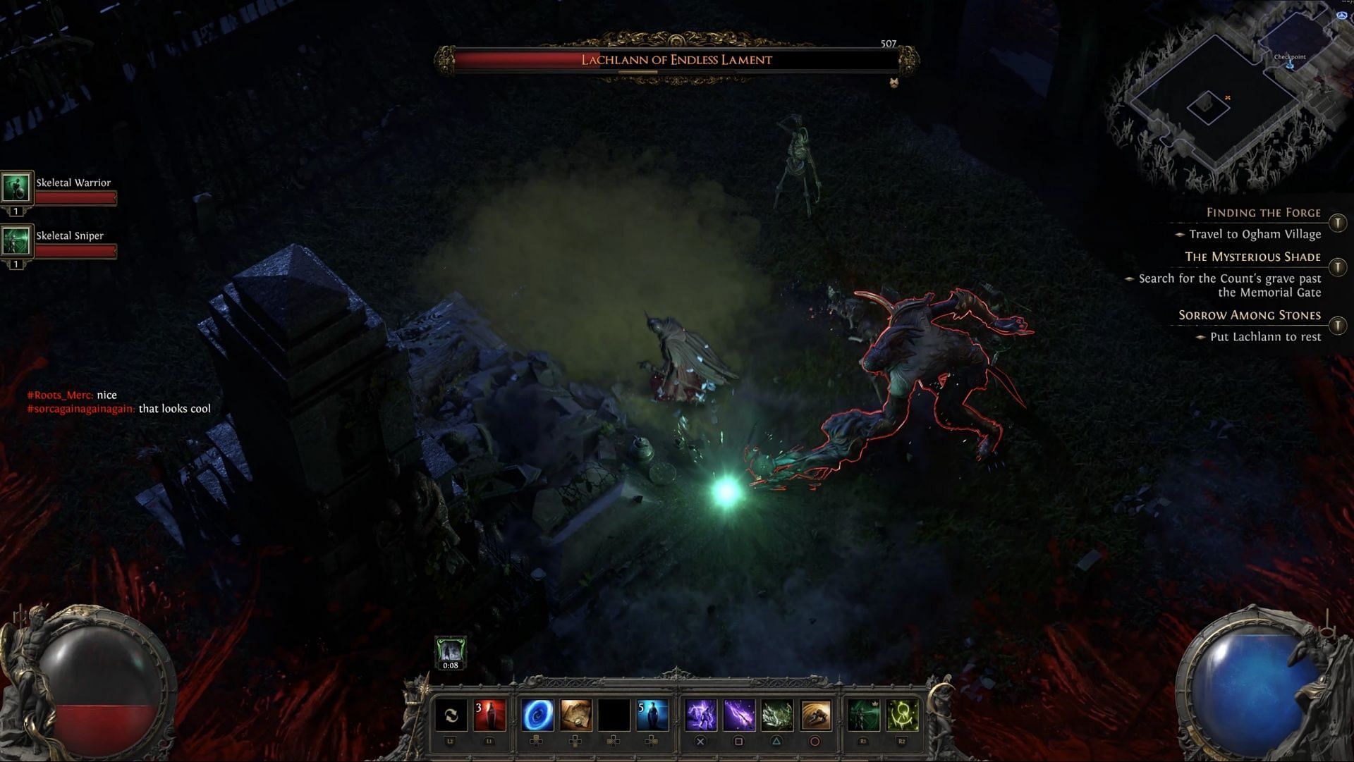 It doesn't take long for Lachlann to reduce your health bar to single digits if you aren't careful (Image via Grinding Gear Games)